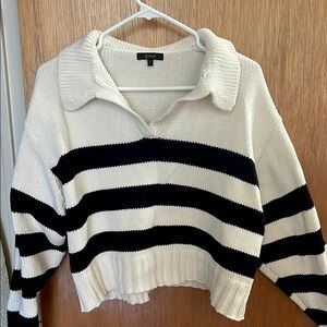 Quince Cropped Cotton Polo Sweater